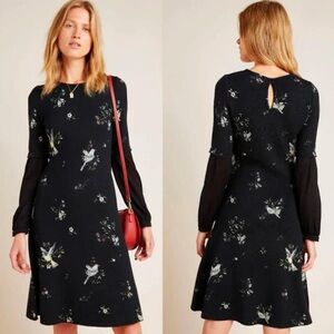 Anthropologie/Aldomartins knitted bird print sweater dress size small.